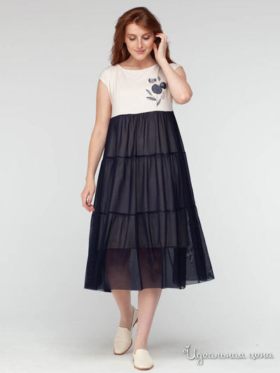 Платье GRIOL, цвет бежевый, синий