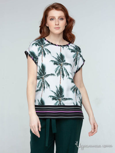 Блуза GRIOL, цвет белый, зеленый