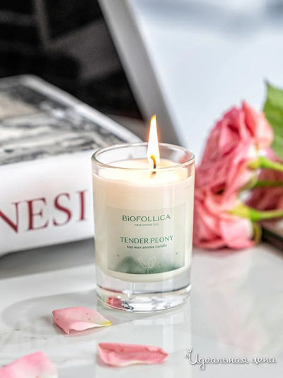 Соевые арома-свечи Biofollica Пион и кожа Biofollica