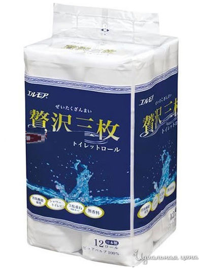 Туалетная бумага трехслойная ELLEMOI, 22 м, 12 рулонов, Kami Shodji