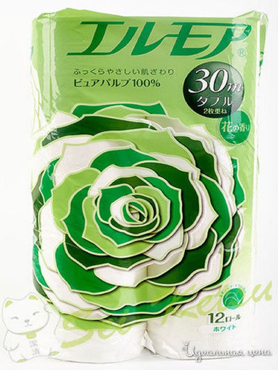 Туалетная бумага ароматизированная двухслойная ELLEMOI, 30 м, 12 рулонов, Kami Shodji