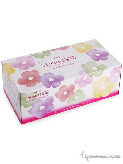 Салфетки бумажные двухслойные с экстрактом малины ELLEMOI Lotion, 200 шт,1 пачка, Kami Shodji