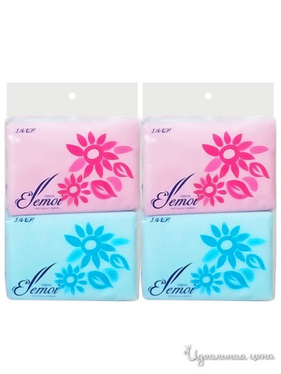 Салфетки (платочки) бумажные двухслойные ELLEMOI, 10 шт, 20 пачек, Kami Shodji