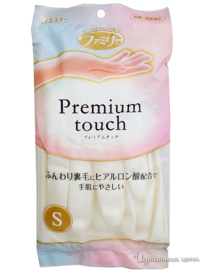 Перчатки  для бытовых и хозяйственных нужд, винил, пропитаны гиалуроновой кислотой, средней толщины, Family Premium touch, размер S, ST FAMILY, цвет белый