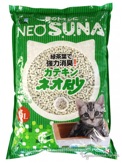 Туалетный наполнитель комкующийся для обеспечения гигиены животного с экстрактом зеленого чая (несмываемый в канализацию), 6 л, Neo Loo Life