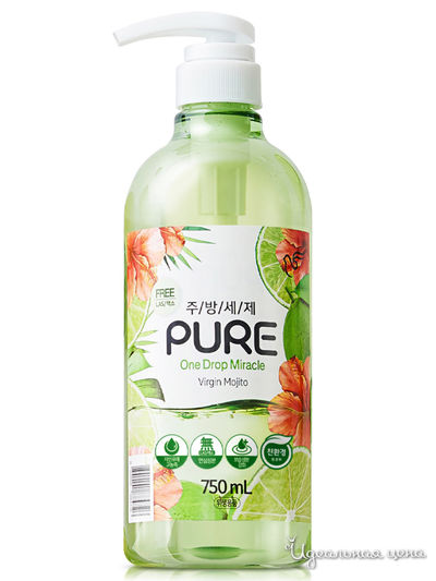 Гель для мытья посуды Virgin Mojito (подходит для мытья овощей и фруктов), 750 мл, Pigeon