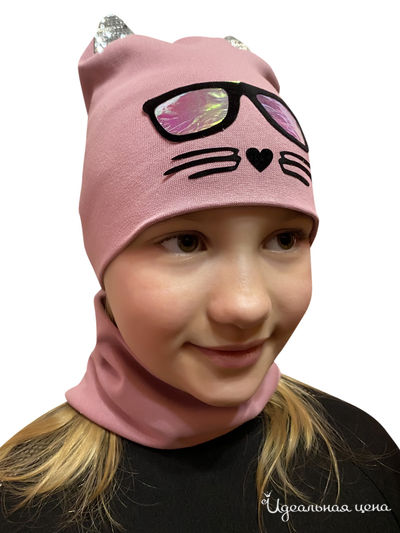 Комплект: шапка, снуд Kids Style, цвет розовый