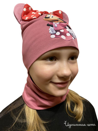 Комплект: шапка, снуд Kids Style, цвет ярко-розовый