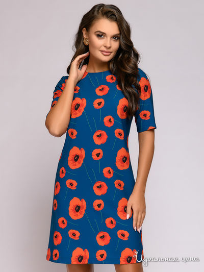 Платье D&M by 1001DRESS, цвет морская волна (цветочный принт)