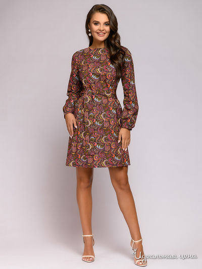 Платье D&M by 1001DRESS, цвет бордовый (принт)