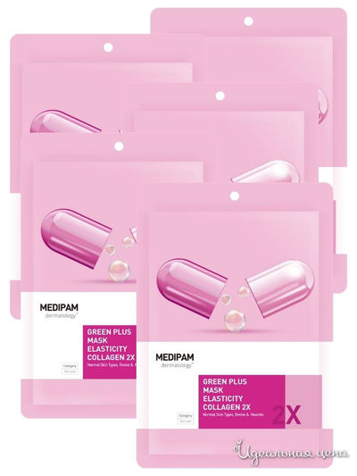 Маска для лица Двойной уход для восстановления эластичности с коллагеном (5*20мл) MEDIPAM