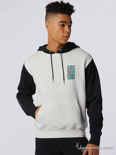 Толстовка New Balance, цвет серый, черный