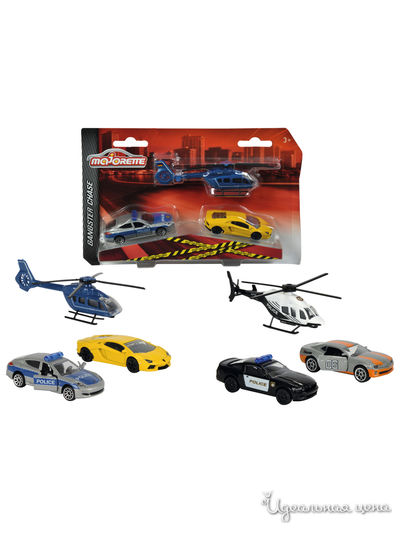 Набор машинок Полицейская погоня, 2 вида Majorette, цвет в ассортименте