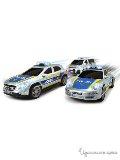 Полицейская машинка фрикционная 3 вида, 15 см свет звук DICKIE, цвет в ассортименте