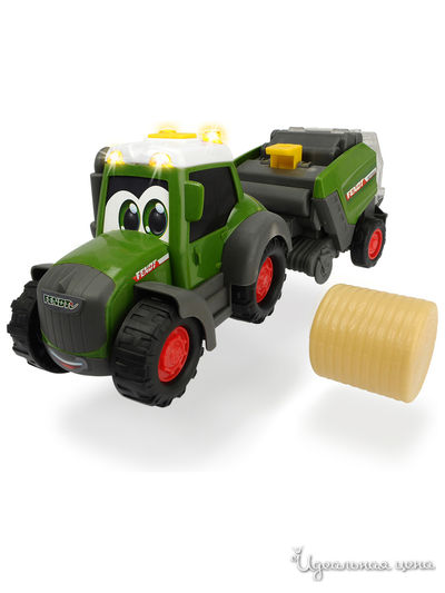 Трактор Happy Fendt с прессом для сена, 30 см свет звук DICKIE