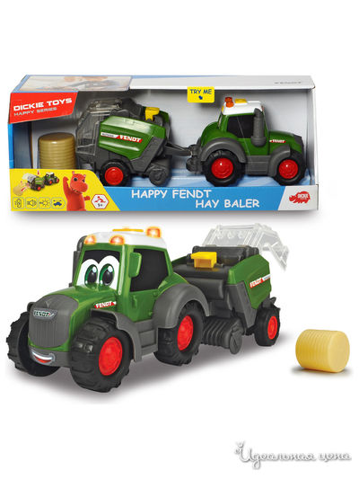 Трактор Happy Fendt с прессом для сена, 30 см свет звук DICKIE