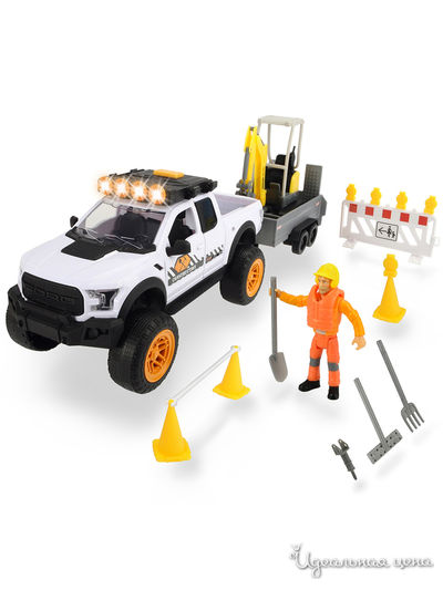 Набор Ремонт дороги с экскаватором, 22 акс., 40,5 см свет звук DICKIE