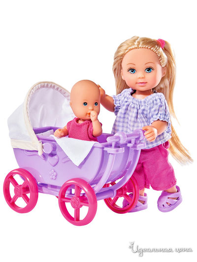 Кукла Еви 12 см с малышом на прогулке 2 вида Simba, цвет в ассортименте