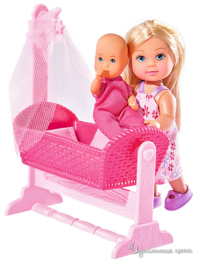 Кукла Еви 12 см  и пупс 7,5 см в кроватке 2 вида Simba, цвет в ассортименте