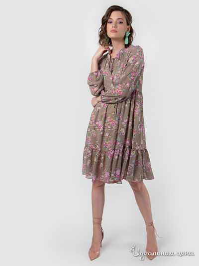 Платье MariKo, цвет хаки, сиреневый