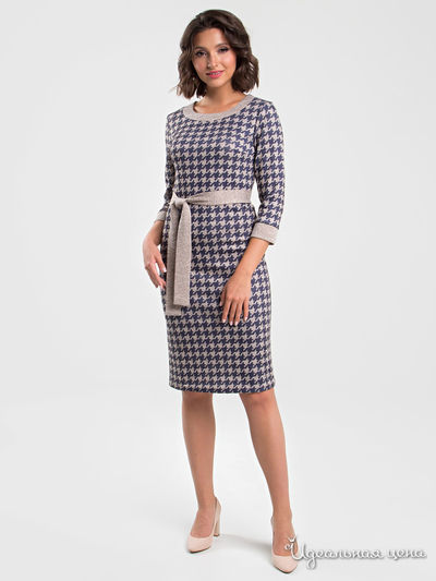 Платье MariKo, цвет бежевый, синий