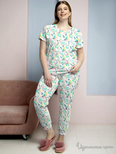 Комплект: футболка, брюки Vis-a-vis, цвет зелено-розовый