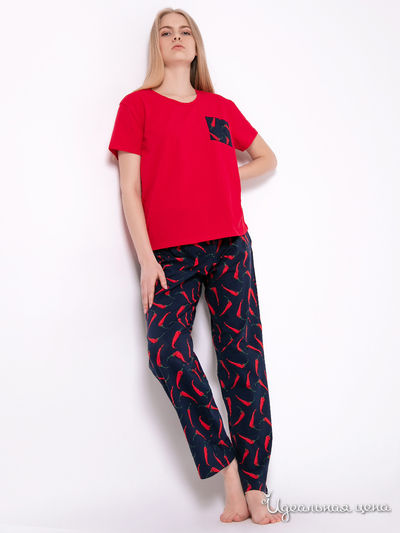 Комплект: футболка, брюки Vis-a-vis, цвет красно-синий