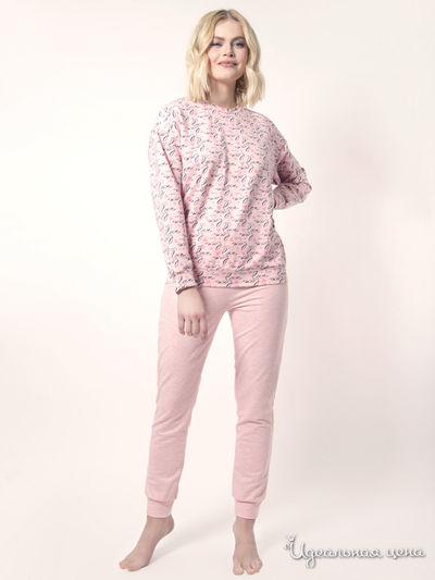 Комплект: лонгслив, брюки Vis-a-vis, цвет черно-розовый
