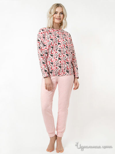 Комплект: лонгслив, брюки Vis-a-vis, цвет красно-розовый