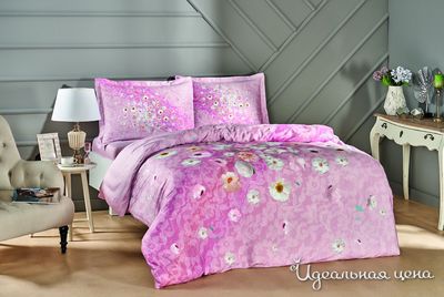 Комплект Евро постельного белья TAC, цвет розовый