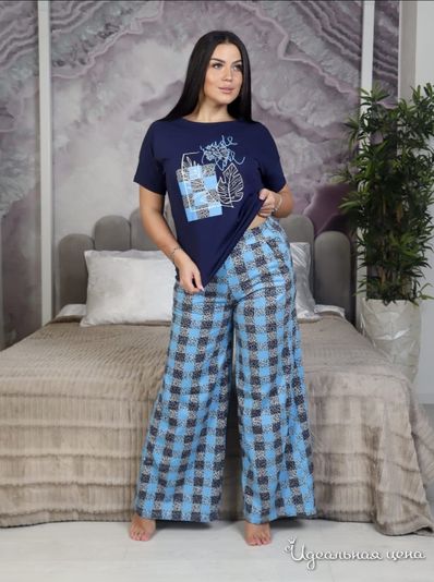 Комплект домашней одежды Sweet Home, цвет клетка голубой