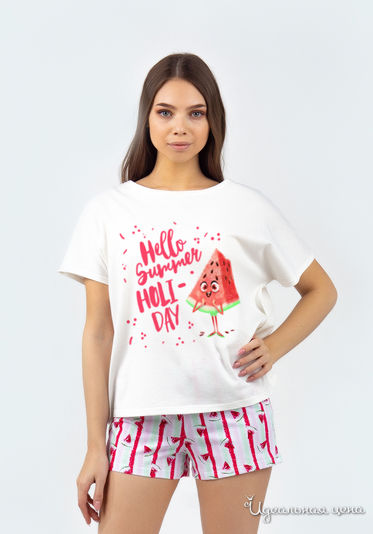 Комплект домашней одежды TRIKOTEL, цвет молоко/розовый