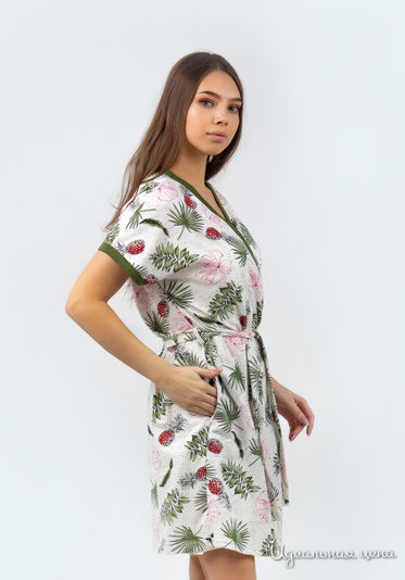 Пеньюар TRIKOTEL, цвет молоко/зеленый