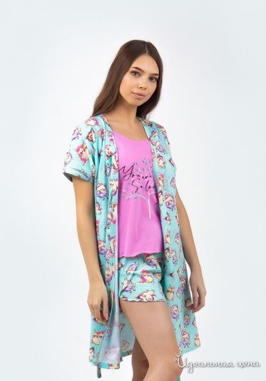 Пеньюар TRIKOTEL, цвет розовый/зеленый