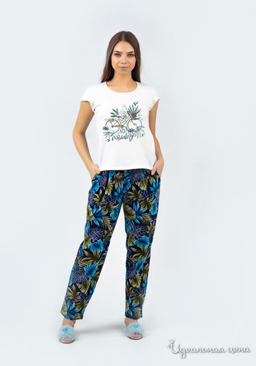 Комплект домашней одежды TRIKOTEL, цвет молоко/синий