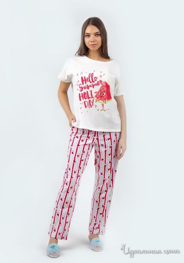 Комплект домашней одежды TRIKOTEL, цвет белый/розовый