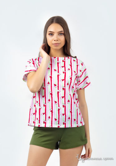 Комплект домашней одежды TRIKOTEL, цвет розовый/зеленый