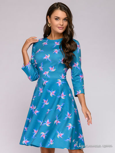  D&M by 1001DRESS, цвет бирюзовый (цветочный принт)