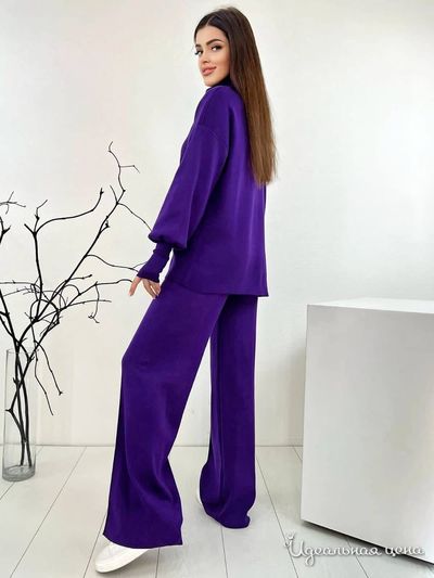 Трикотажный костюм с брюками, цвет фиолетовый