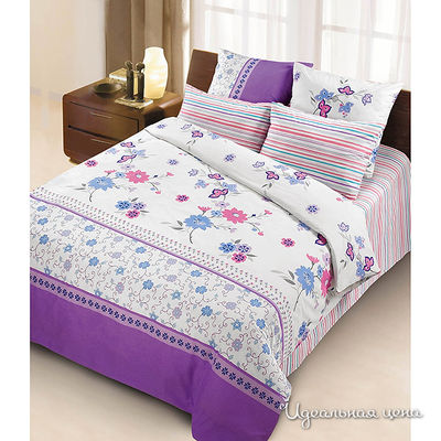 Комплект постельного белья Nordtex, цвет цвет белый / сиреневый