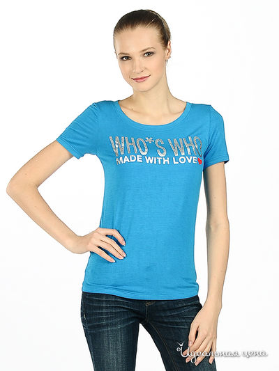 Футболка Who`s whi&Moncler, цвет цвет голубой