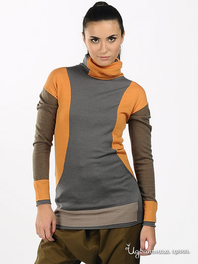 Джемпер JNBY, цвет цвет серый / оранжевый