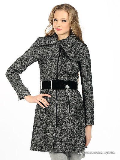 пальто NafNaf, цвет цвет черный / белый