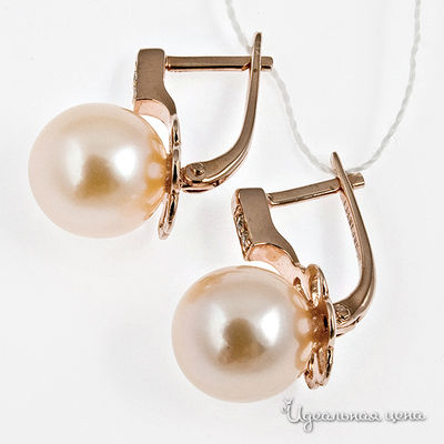 Серьги Infiniti, цвет серебро, розовый жемчуг, цирконы