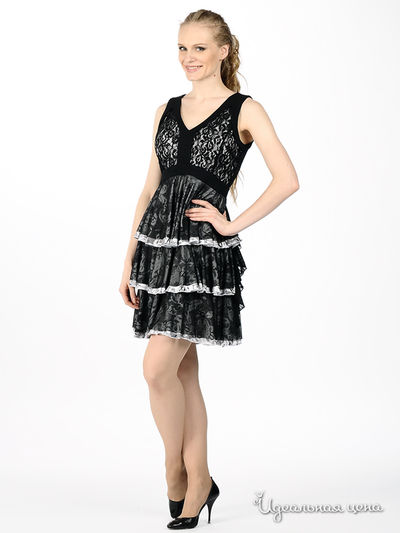 Платье CORONA женское, цвет черный / белый