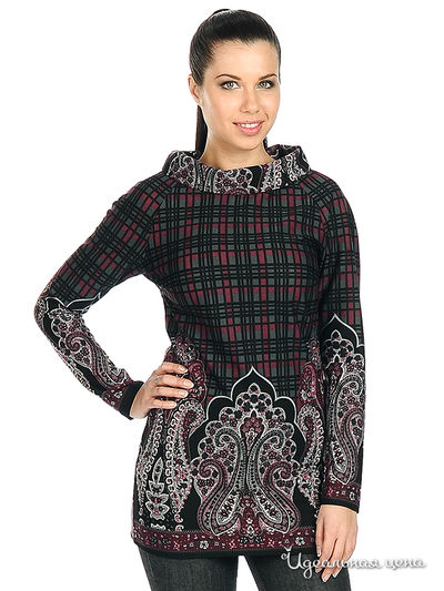 Туника Remix, цвет цвет серый / бордовый / принт клетка