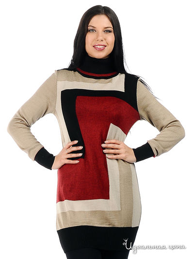 Джемпер Веретено, цвет цвет черный / бежевый / малиновый
