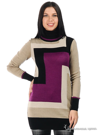 Джемпер Веретено, цвет цвет черный / фиолетовый / бежевый