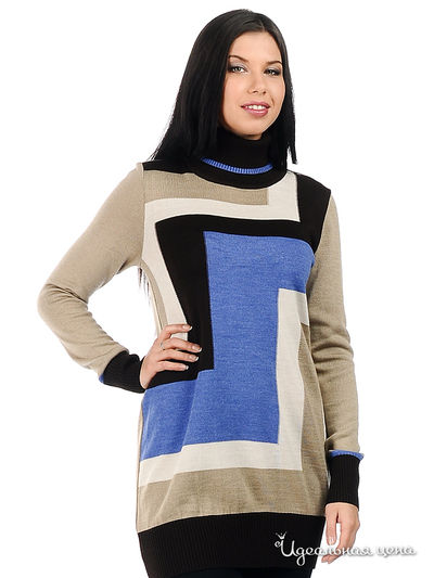 Джемпер Веретено, цвет цвет черный / бежевый / синий