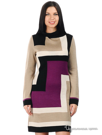 Платье Веретено, цвет цвет черный / фиолетовый / бежевый
